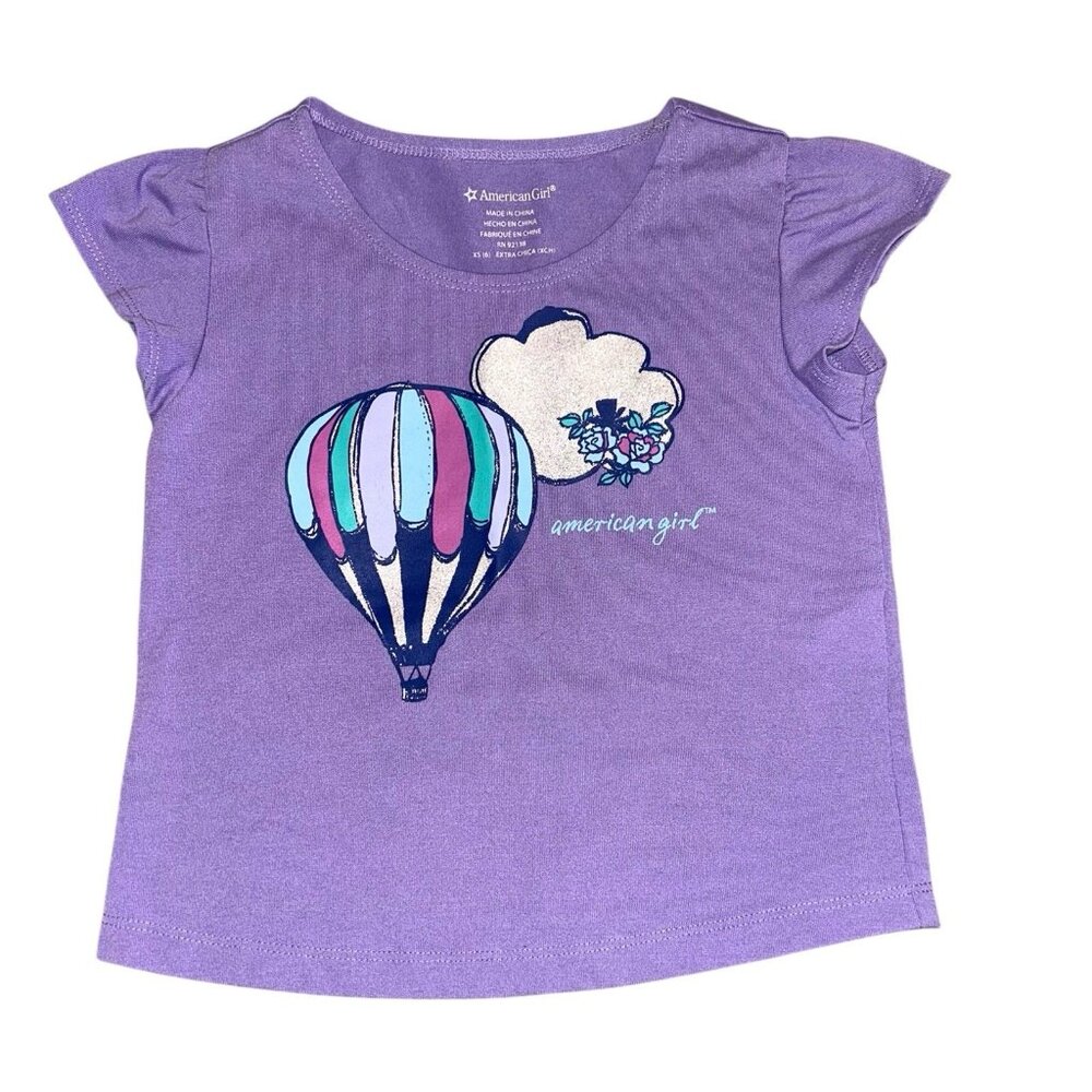 American Girl Purple Air Balloon Short Sleeve Pullover Casual PJ Top Size XS